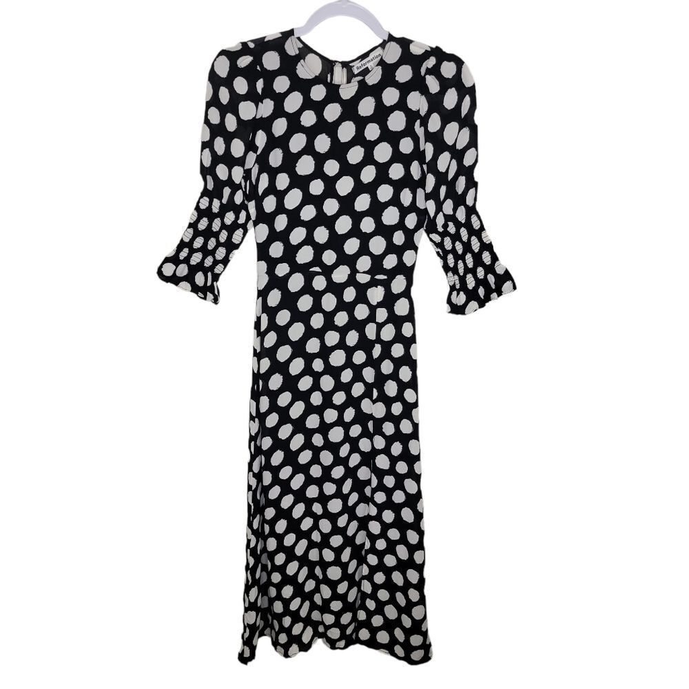Reformation Carolena Luna black & white polka dot dress size 2